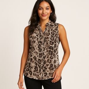Simply Vera Vera Wang Animal Print Sleeveless Blouse Size L